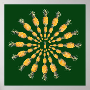 Poster mandala de fruta de abacaxi