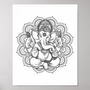 Poster Mandala de Ganesha Deus Hindu Hinduísmo Presente d