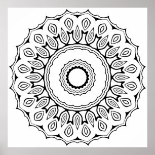 Poster Mandala de Halo Ornamentado com Arte de Motivo de