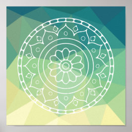 Poster Mandala de Inspiração Flor de Harmonia Verde Amare