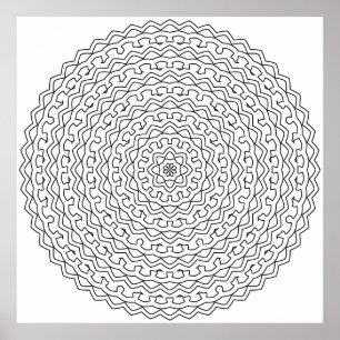 Poster Mandala de Laço Concêntrico Intrincado com Núcleo 