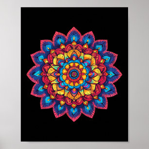 Poster Mandala de Lótus Colorido Para Meditação 