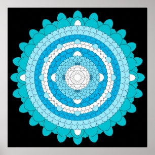 Póster Mandala de Lotus da pétala do azul mil