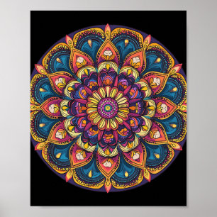 Poster Mandala de Lótus Sagrado Boho Meditação Yoga