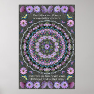 Póster Mandala de Nightblooming com borboletas