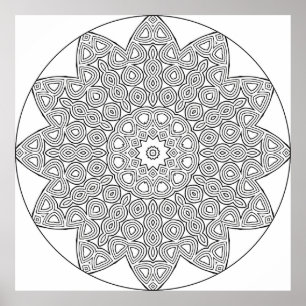 Poster Mandala de Oito Pontos com Padrão Intrincado de Nó