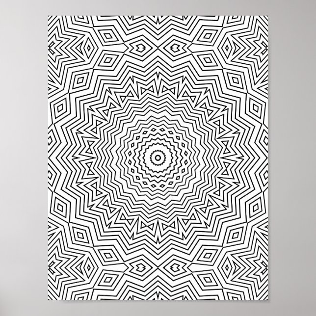 Poster Mandalá de Onda Chevron Camada com Acentos de Diam (Frente)
