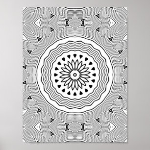 Poster Mandala de Ondulação Hipnótica com Camadas Geométr