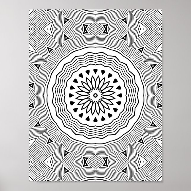 Poster Mandala de Ondulação Hipnótica com Camadas Geométr (Frente)