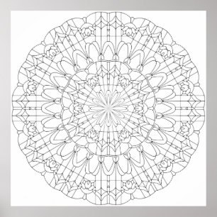 Poster Mandala de Pétala de Treliça Ornamentada com Geome
