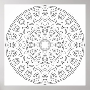 Poster Mandalá de Pétala Tribal Radiante com Núcleo de Es