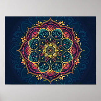 Poster Mandala Digital Itrata: Um Caleidoscópio de Cor