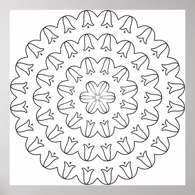 Poster Mandalá do Anel de Tulipa Escalonada com Fluxo de  (Frente)