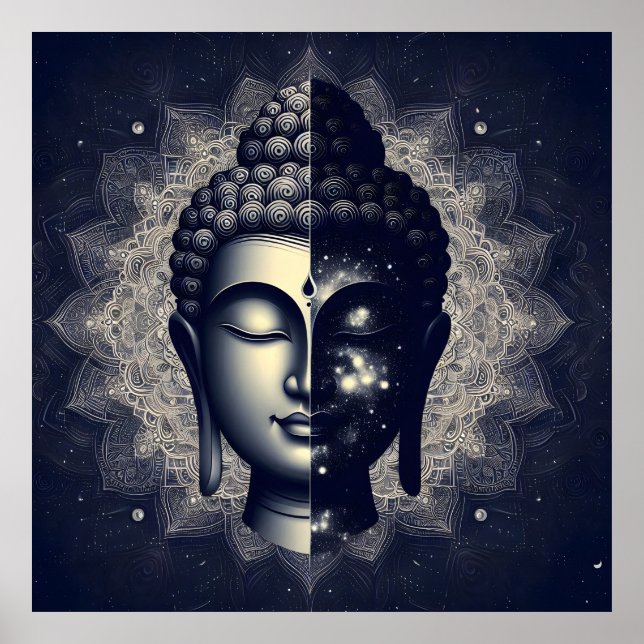 Poster Mandala do Buda de Dupla Natureza - Iluminação Cós (Frente)