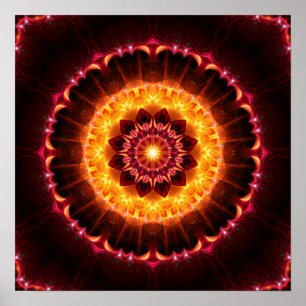 Poster mandala do fogo vermelho do ouro