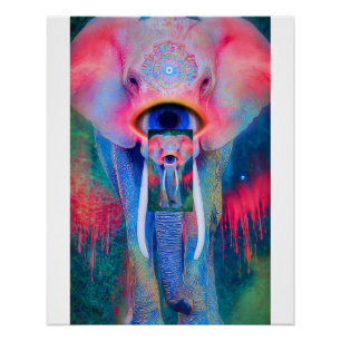 Póster Mandala do Terceiro Olho do Elefante Místico