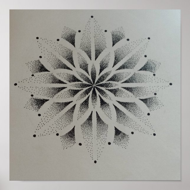Poster mandala dotwork modern zwart wit strak (Frente)