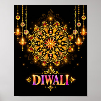 Poster Mandala Dourada de Rangoli do Festival das Luzes d