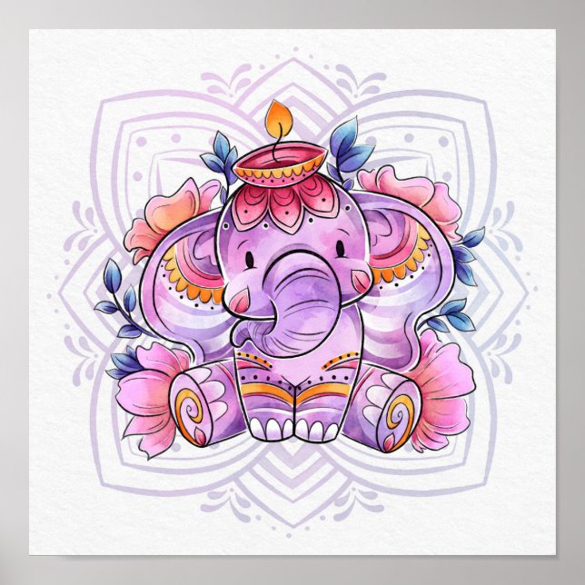 Poster Mandala Elephant/Ganesh (Frente)