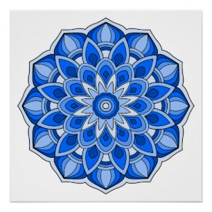 Póster Mandala em azul