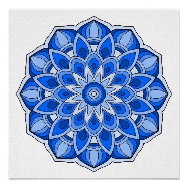 Póster Mandala em azul (Frente)