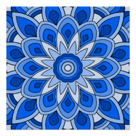 Póster Mandala em azul