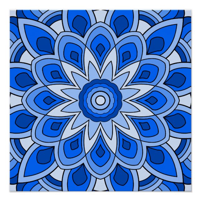 Póster Mandala em azul (Frente)