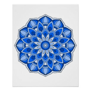 Póster Mandala em azul