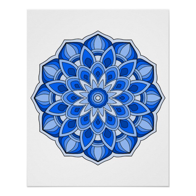 Póster Mandala em azul (Frente)