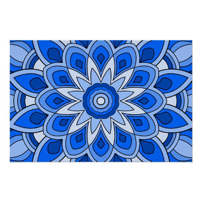 Póster Mandala em azul (Frente)
