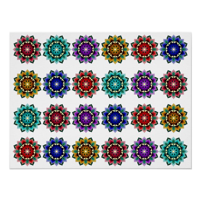 Póster Mandala em várias cores (Frente)