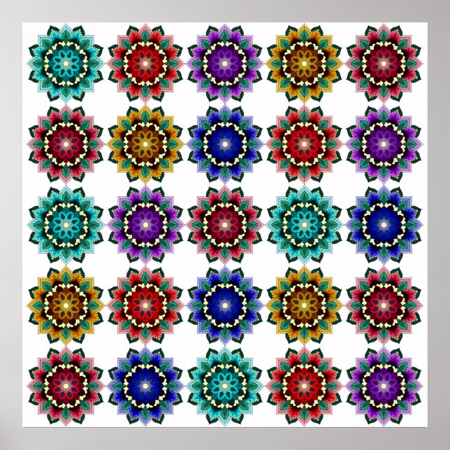 Poster Mandala em várias cores (Frente)
