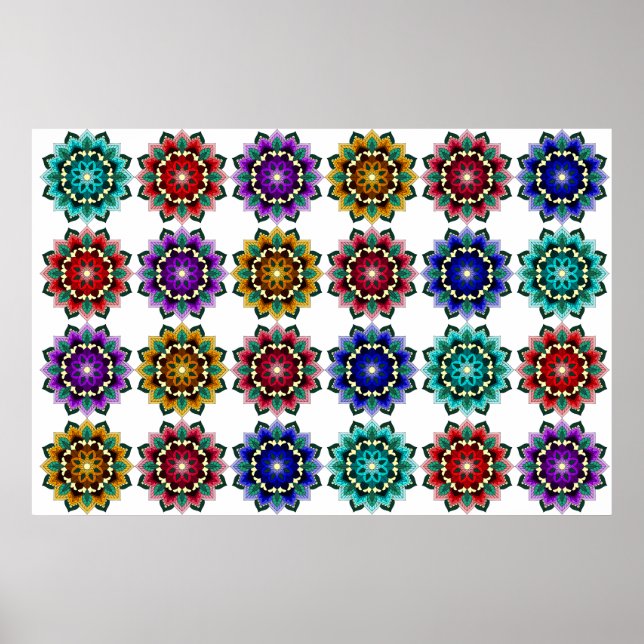 Poster Mandala em várias cores (Frente)