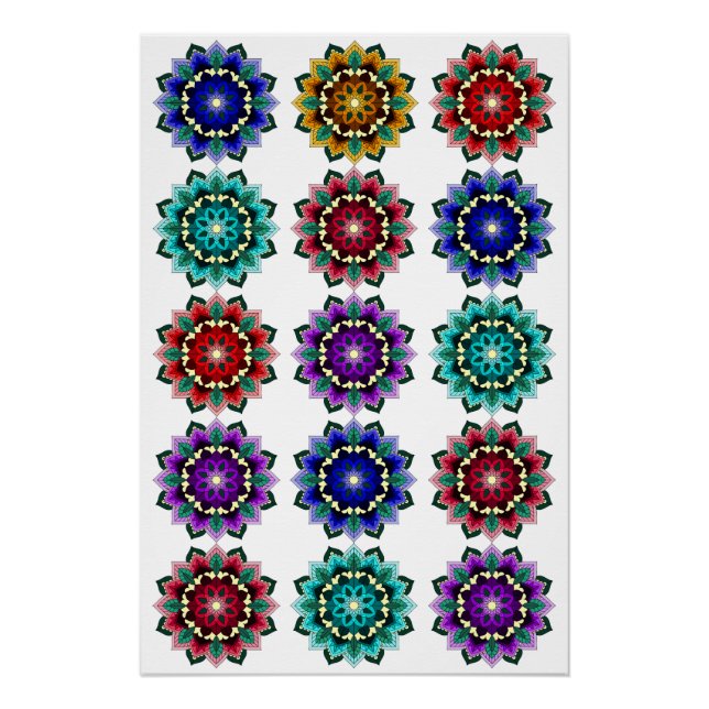 Póster Mandala em várias cores (Frente)