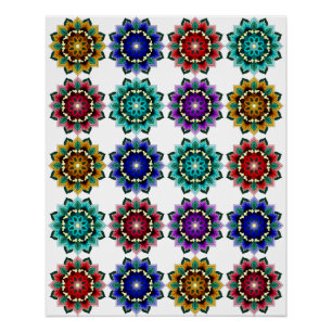 Póster Mandala em várias cores