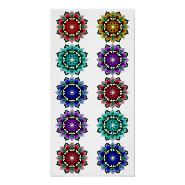 Póster Mandala em várias cores (Frente)