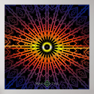 Póster Mandala Espelho 2 ( Arco-íris )