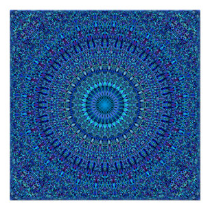 Póster Mandala espiritual azul do jardim