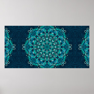 Poster Mandala étnica azul. Cópia de rasto