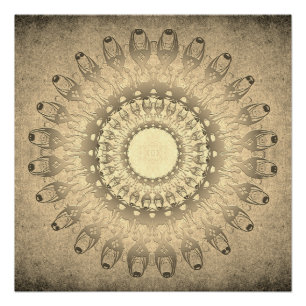 Póster mandala étnica no fundo do grunge