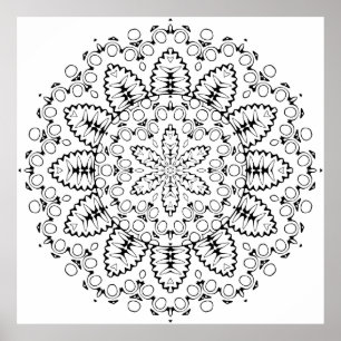 Poster Mandala Explosão Botânica com Desenho de Anel de P