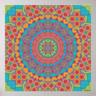 Póster Mandala feliz 1 do coração