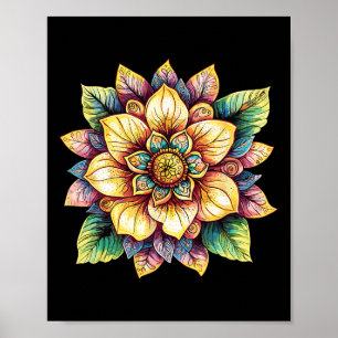 Poster Mandala Flor de Lótus Fantasia Boho