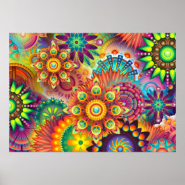 POSTER MANDALA FLORAL ABSTRATO PSICODÉLICO | ARTE BOEMIA