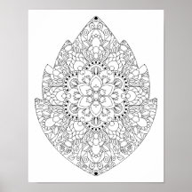 Mandala Floral em Forma de Folha para Colorir Adul