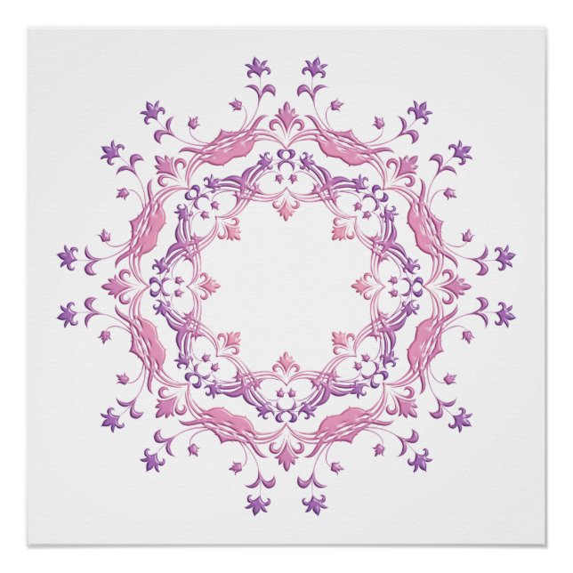 Póster Mandala floral étnica. (Frente)