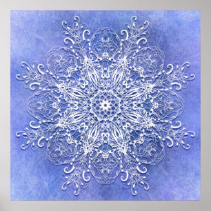 Poster Mandala floral étnica em fundo de grunge.