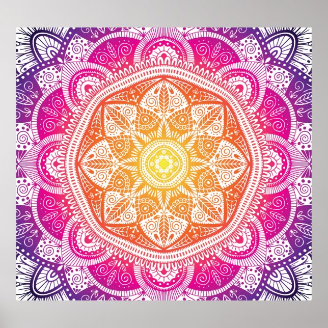 Poster Mandala floral fundamental: vindima colorida. (Frente)