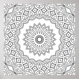Poster Mandala Floral Ornamentada com Desenho de Borda Ar