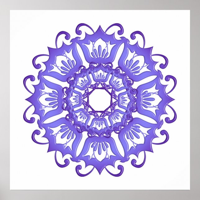 Poster Mandala floral violeta. (Frente)